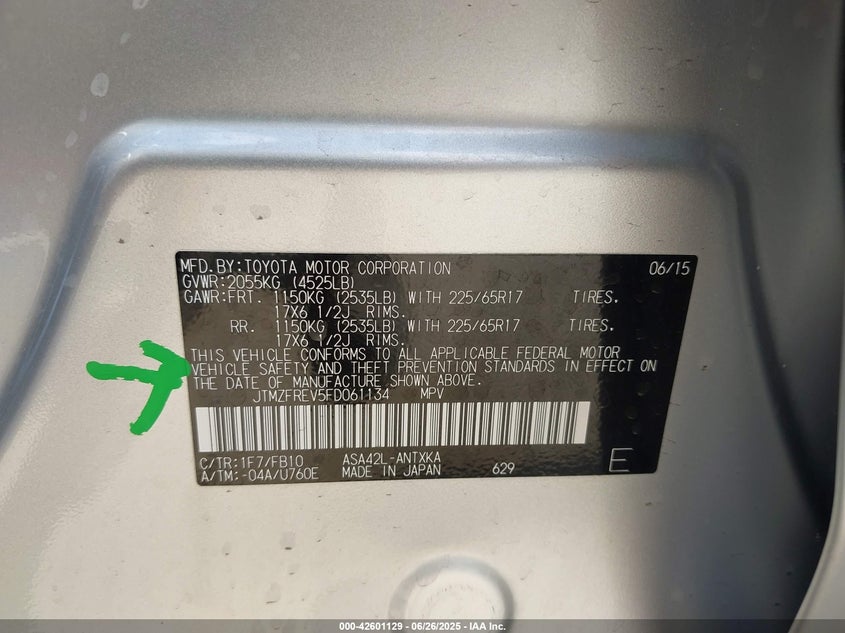 2015 TOYOTA RAV4 LE - JTMZFREV5FD061134