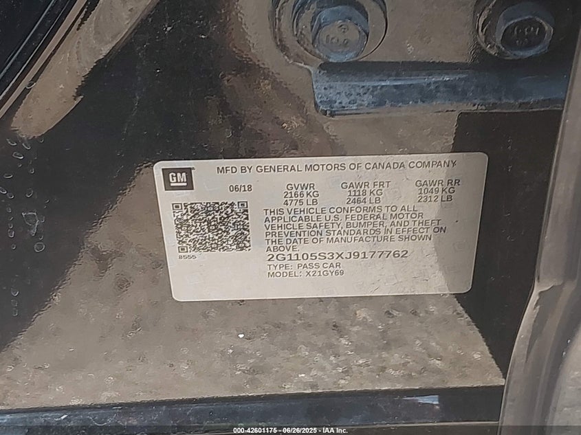 2018 CHEVROLET IMPALA 1LT - 2G1105S3XJ9177762