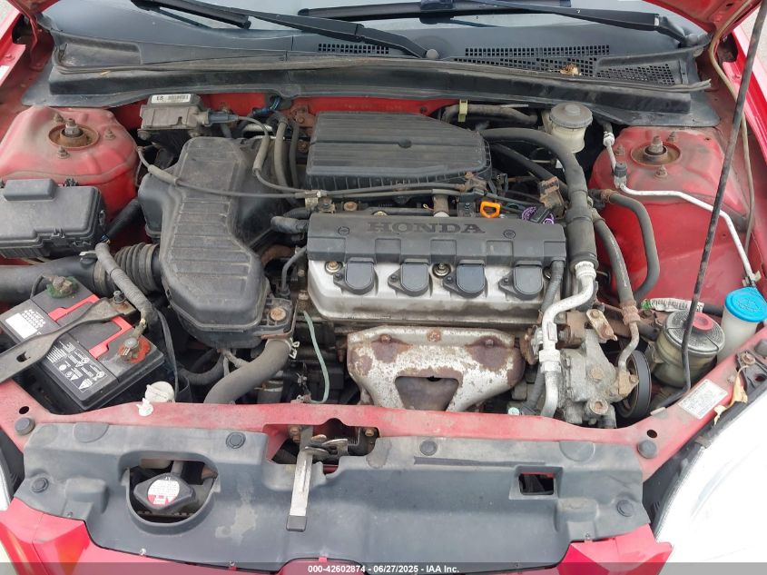 2002 Honda Civic Lx VIN: 1HGEM22582L078883 Lot: 42602874