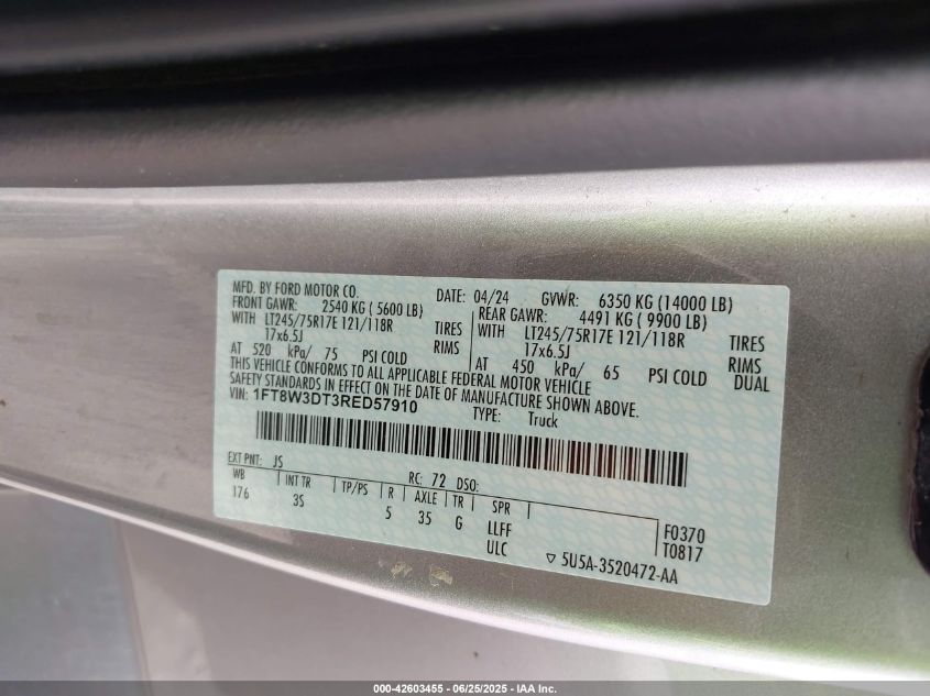 2024 Ford F-350 - 1FT8W3DT3RED57910