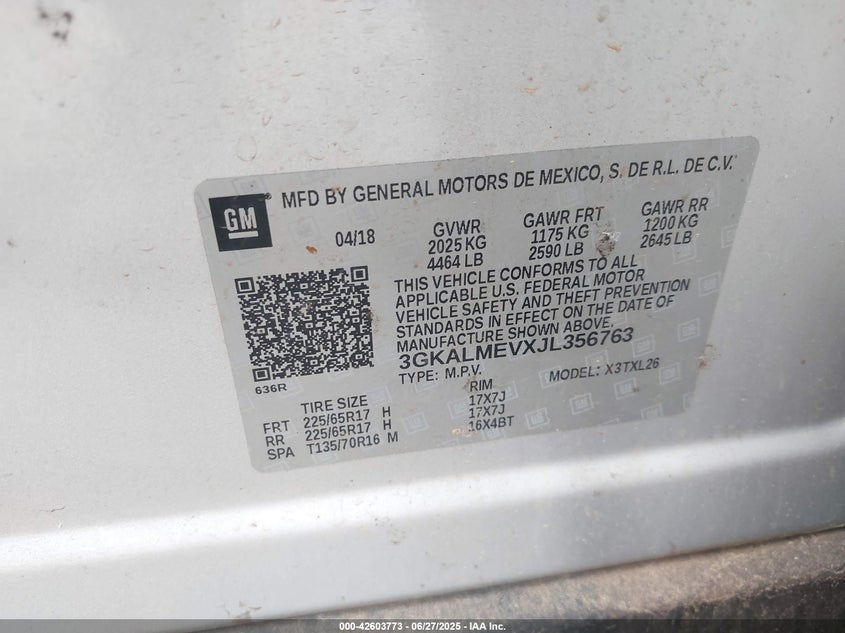 2018 GMC TERRAIN SLE - 3GKALMEVXJL356763