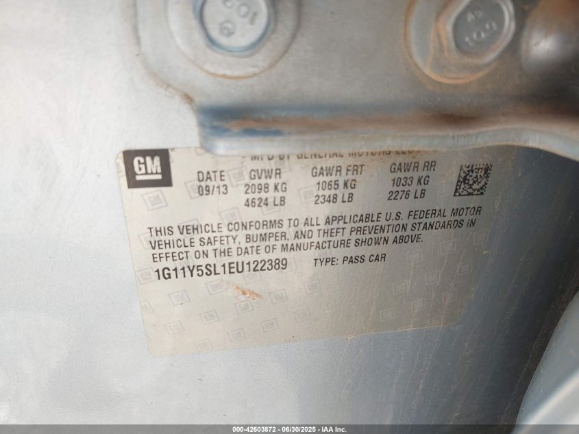 2014 Chevrolet Impala 1Ls VIN: 1G11Y5SL1EU122389 Lot: 42603872