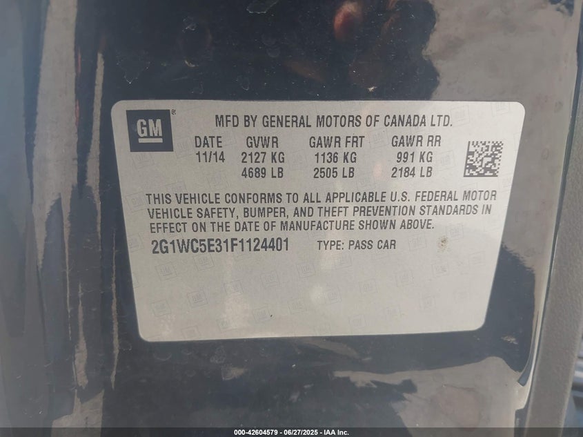 2015 CHEVROLET IMPALA LIMITED LTZ - 2G1WC5E31F1124401