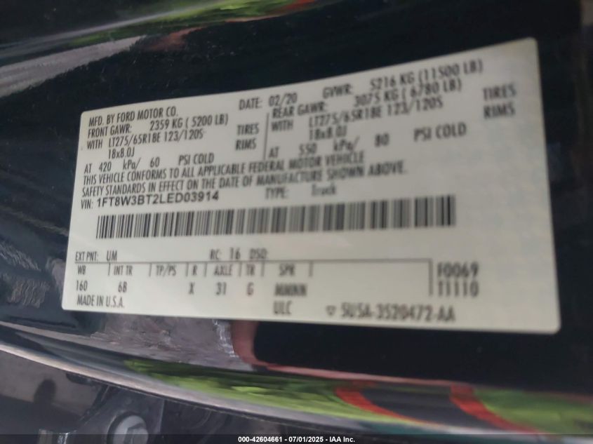 2020 Ford F-350 - 1FT8W3BT2LED03914