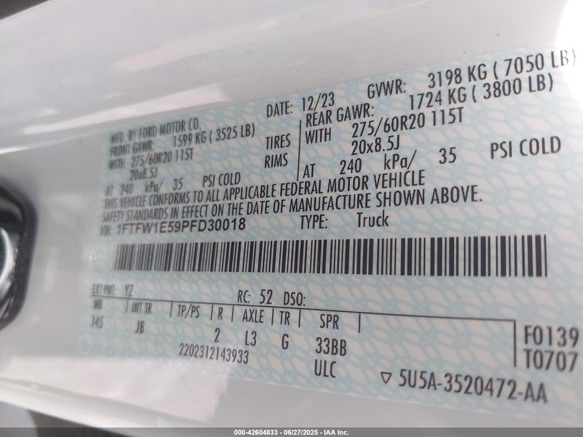 1FTFW1E59PFD30018 2023 FORD F-150 photo no. 9