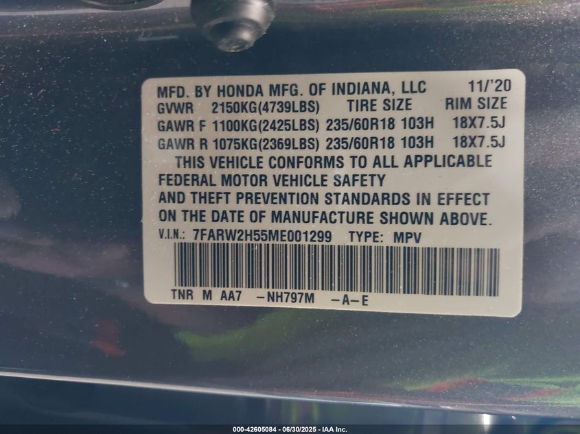 2021 HONDA CR-V AWD EX - 7FARW2H55ME001299