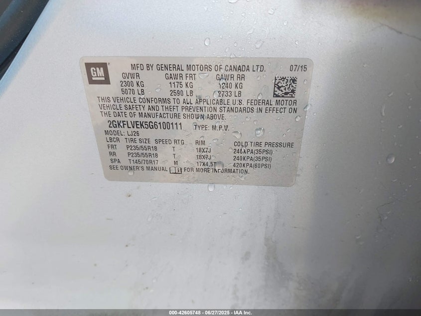 2016 GMC TERRAIN DENALI - 2GKFLVEK5G6100111