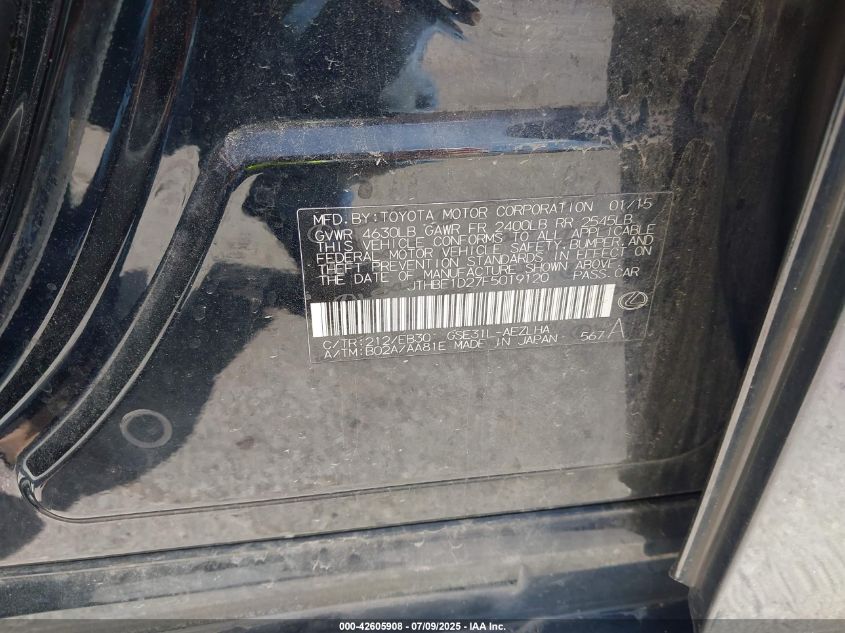 2015 Lexus Is 350 VIN: JTHBE1D27F5019120 Lot: 42605908