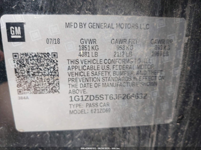 2018 CHEVROLET MALIBU LT - 1G1ZD5ST6JF266632