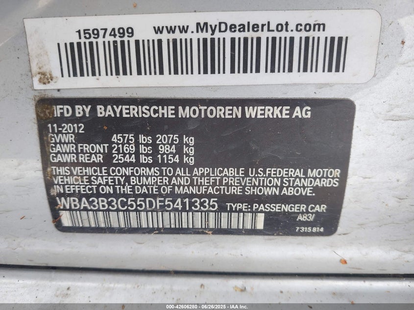 2013 BMW 328I XDRIVE WBA3B3C55DF541335