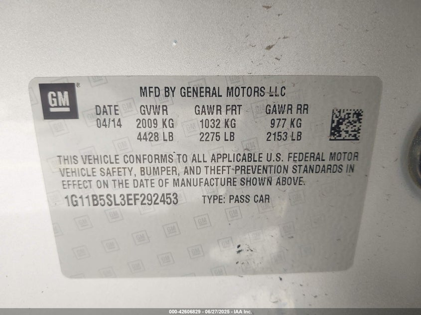 2014 CHEVROLET MALIBU 1LS - 1G11B5SL3EF292453