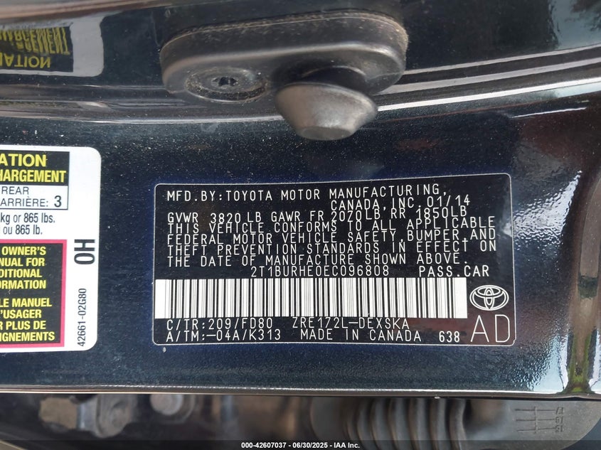 2014 TOYOTA COROLLA S PLUS - 2T1BURHE0EC096808