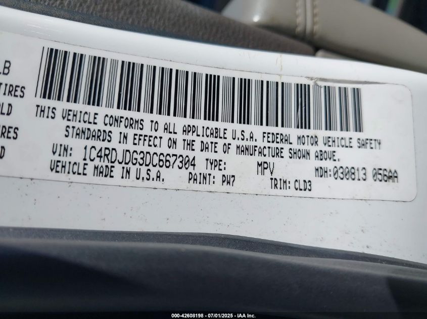 2013 Dodge Durango Crew VIN: 1C4RDJDG3DC667304 Lot: 42608198