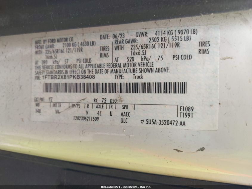 2023 Ford Transit-250 - 1FTBR2X81PKB38408