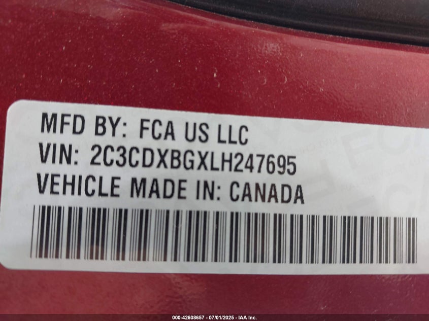 2020 DODGE CHARGER SXT RWD - 2C3CDXBGXLH247695