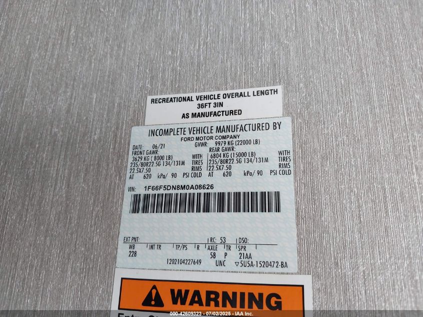 2022 Ford F53 - 1F66F5DN8M0A08626