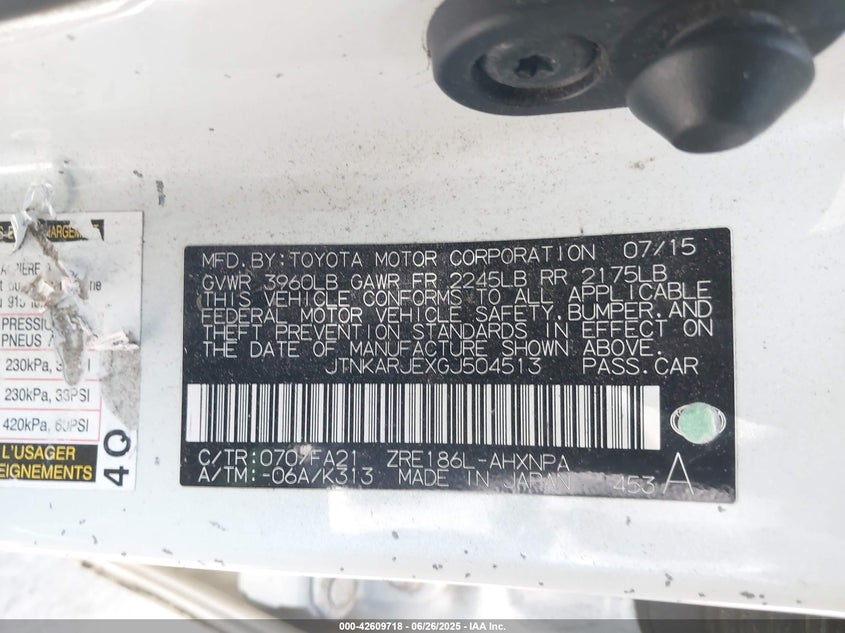 2016 SCION IM VIN: JTNKARJEXGJ504513