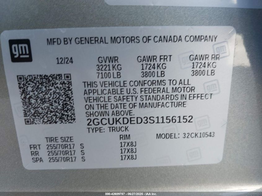 2025 Chevrolet Silverado 1500 - 2GCUKDED3S1156152