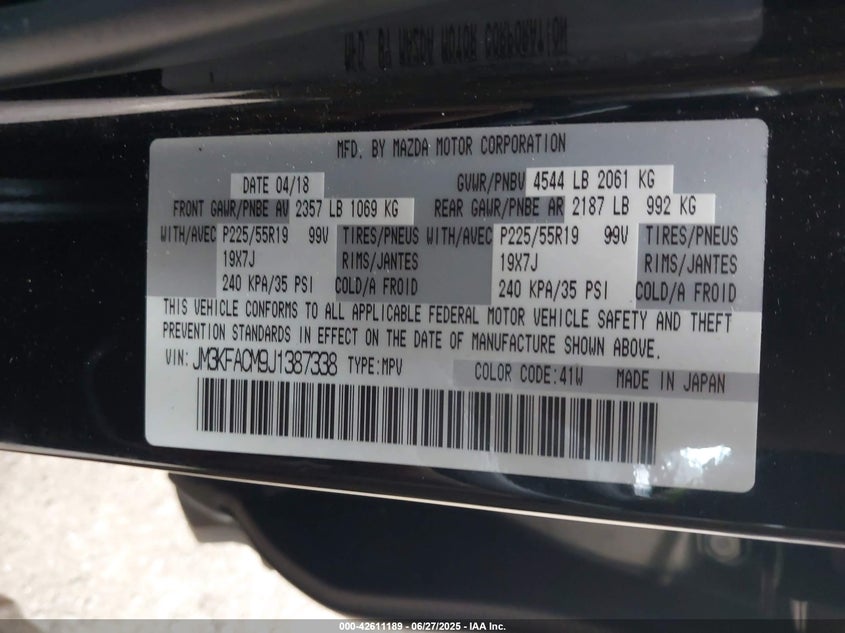 2018 MAZDA CX-5 TOURING - JM3KFACM9J1387338