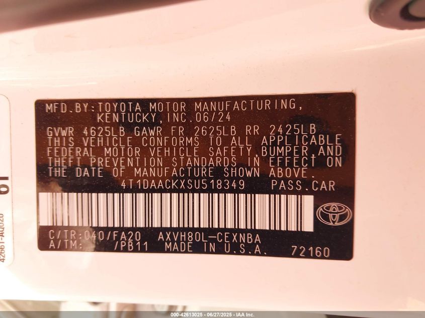 2025 TOYOTA CAMRY LE - 4T1DAACKXSU518349