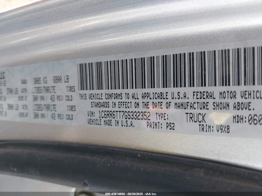 2016 RAM 1500 SLT - 1C6RR6TT7GS332352