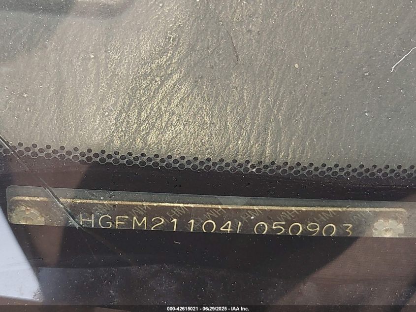 2004 Honda Civic Vp VIN: 1HGEM21104L050903 Lot: 42615021