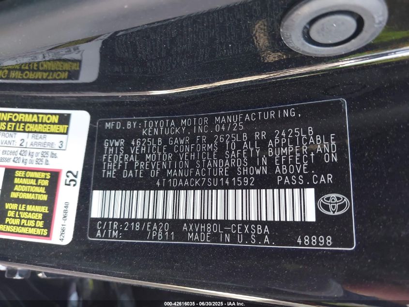 2025 Toyota Camry - 4T1DAACK7SU141592