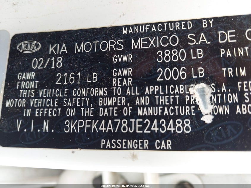 2018 KIA FORTE LX - 3KPFK4A78JE243488