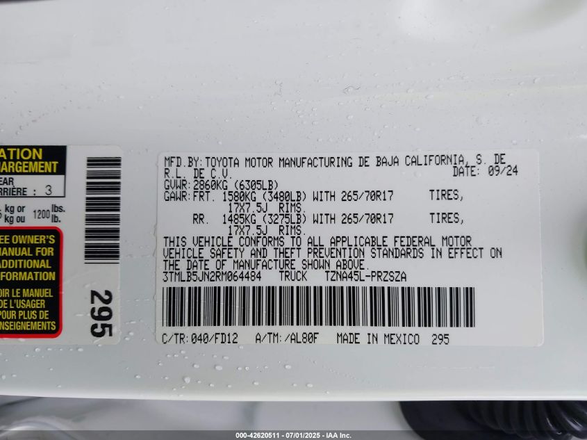 2024 Toyota Tacoma - 3TMLB5JN2RM064484