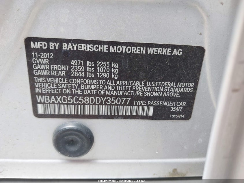 2013 BMW 528I - WBAXG5C58DDY35077