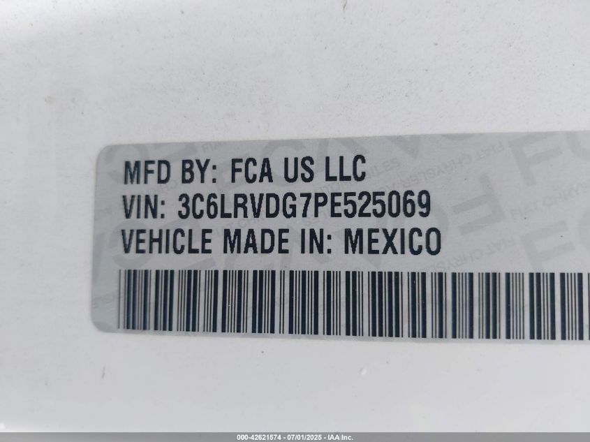 2023 Ram Promaster 2500 High Roof 159 Wb VIN: 3C6LRVDG7PE525069 Lot: 42621574