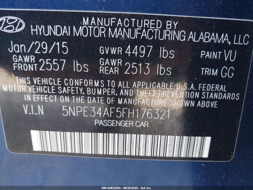 2015 HYUNDAI SONATA SPORT - 5NPE34AF5FH176321