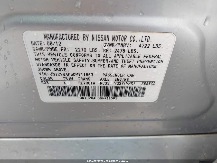 2013 INFINITI G37 JOURNEY - JN1CV6AP5DM711563