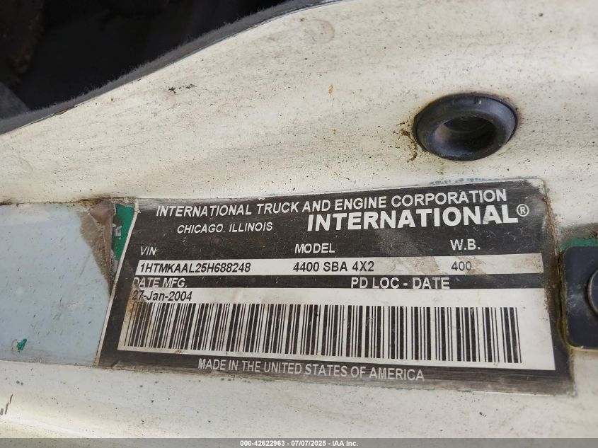 2005 International 4000 4400 VIN: 1HTMKAAL25H688248 Lot: 42622963