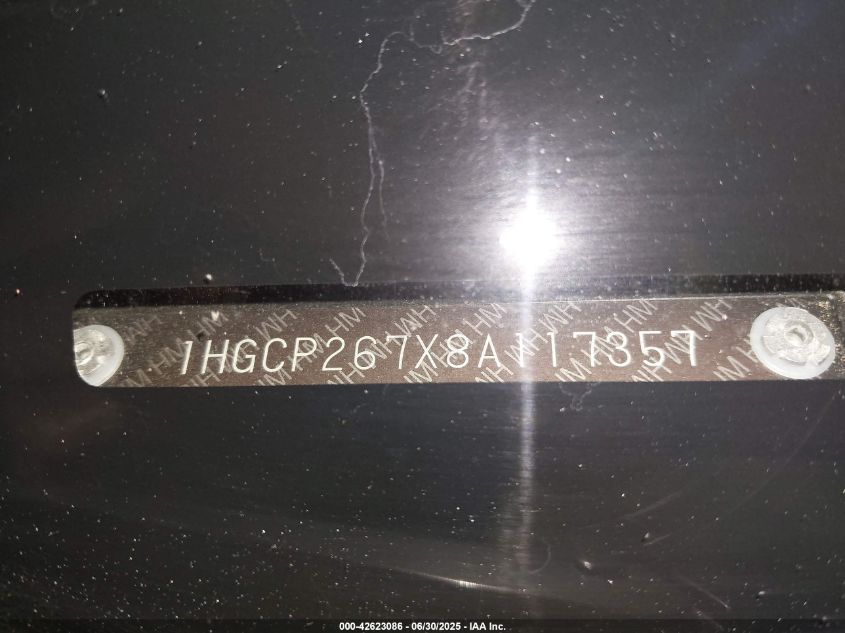 2008 Honda Accord 2.4 Ex VIN: 1HGCP267X8A117357 Lot: 42623086