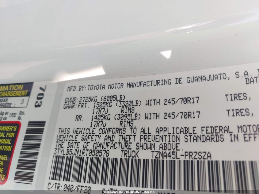 2024 TOYOTA TACOMA SR5 4WD - 3TYLB5JN1RT050578