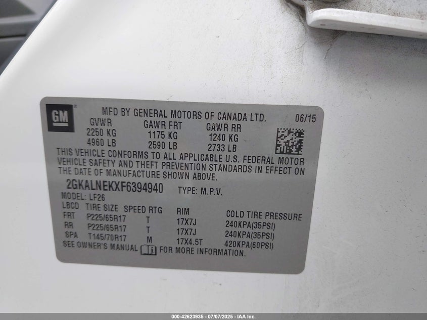 2015 GMC TERRAIN SL - 2GKALNEKXF6394940