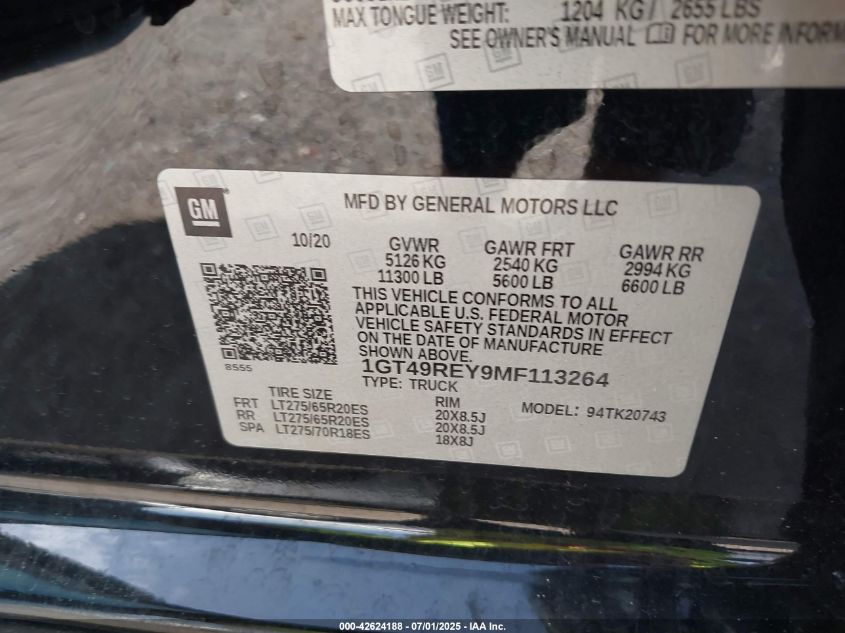 2021 GMC Sierra - 1GT49REY9MF113264