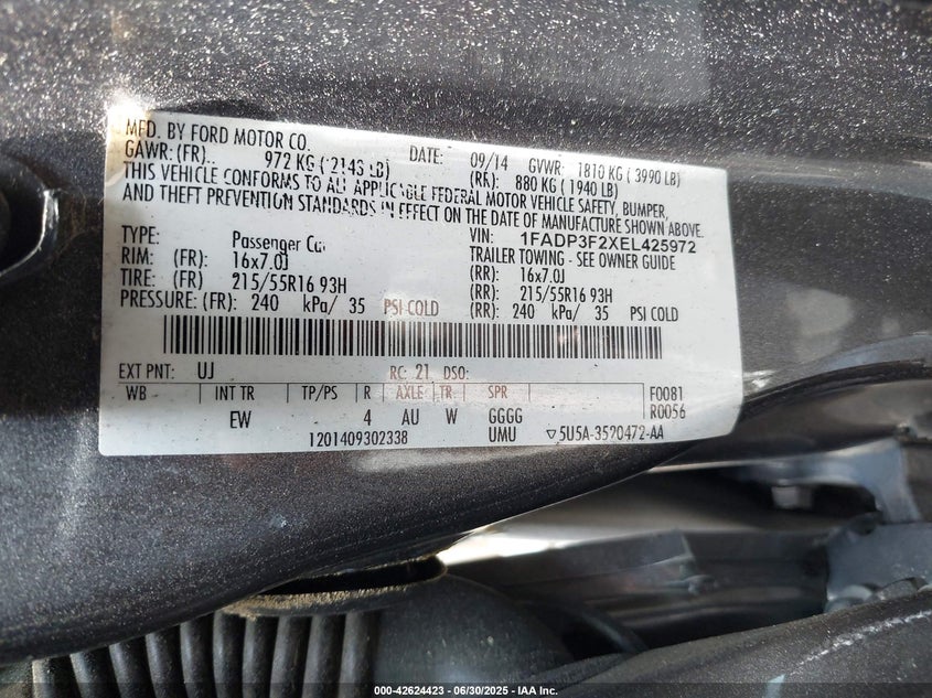 2014 FORD FOCUS SE - 1FADP3F2XEL425972