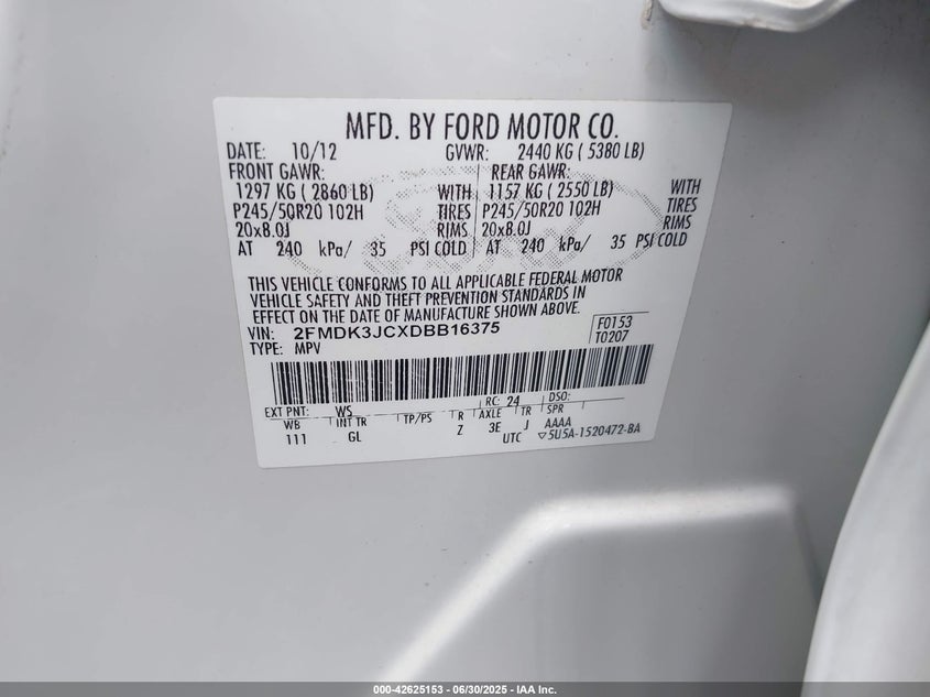 2013 FORD EDGE SEL - 2FMDK3JCXDBB16375