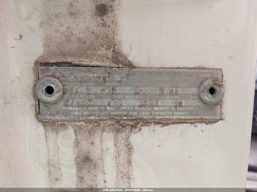 1967 Ford F250 VIN: F25DLA87090 Lot: 42625520