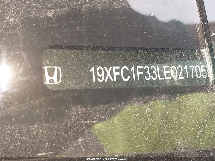 2020 Honda Civic Ex VIN: 19XFC1F33LE021705 Lot: 42625561