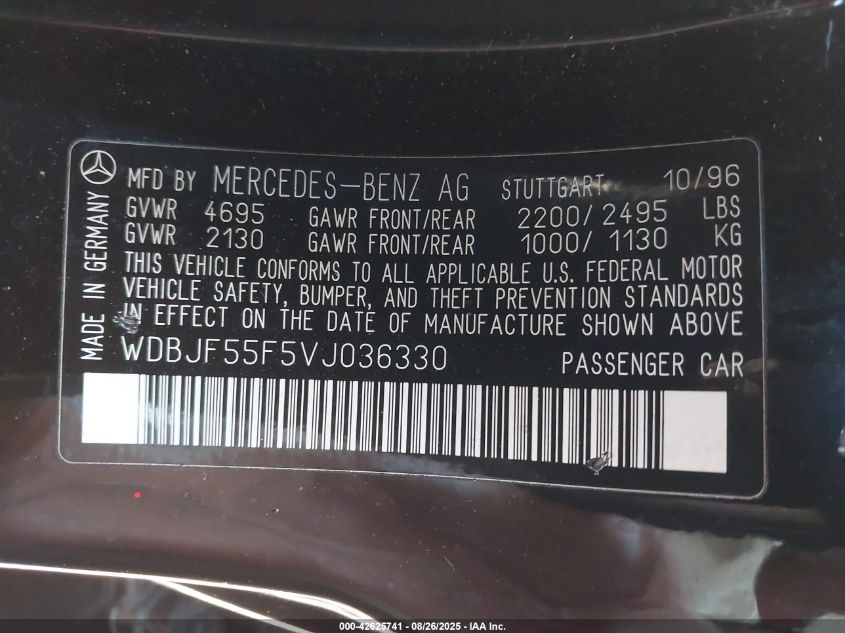 1997 Mercedes-Benz E 320 VIN: WDBJF55F5VJ036330 Lot: 42625741