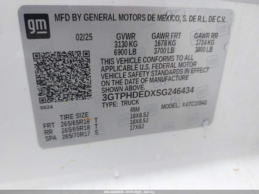 2025 GMC Sierra 1500 - 3GTPHDEDXSG246434