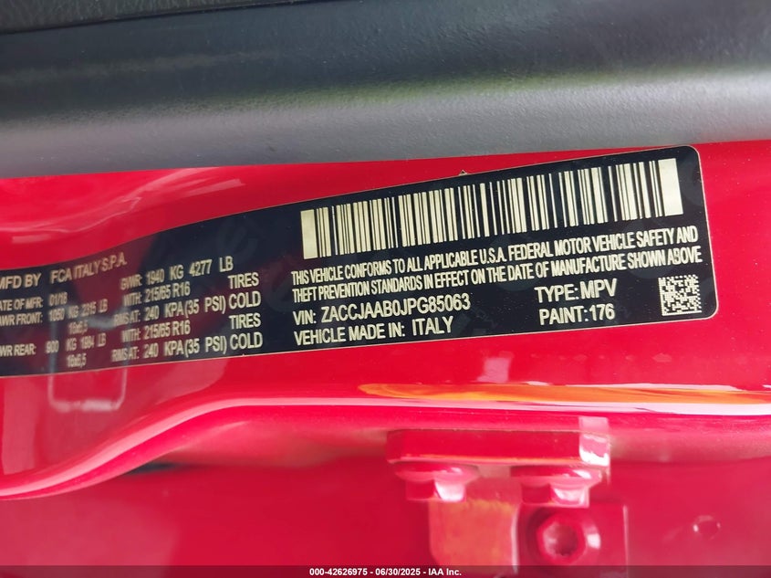 2018 JEEP RENEGADE SPORT FWD - ZACCJAAB0JPG85063