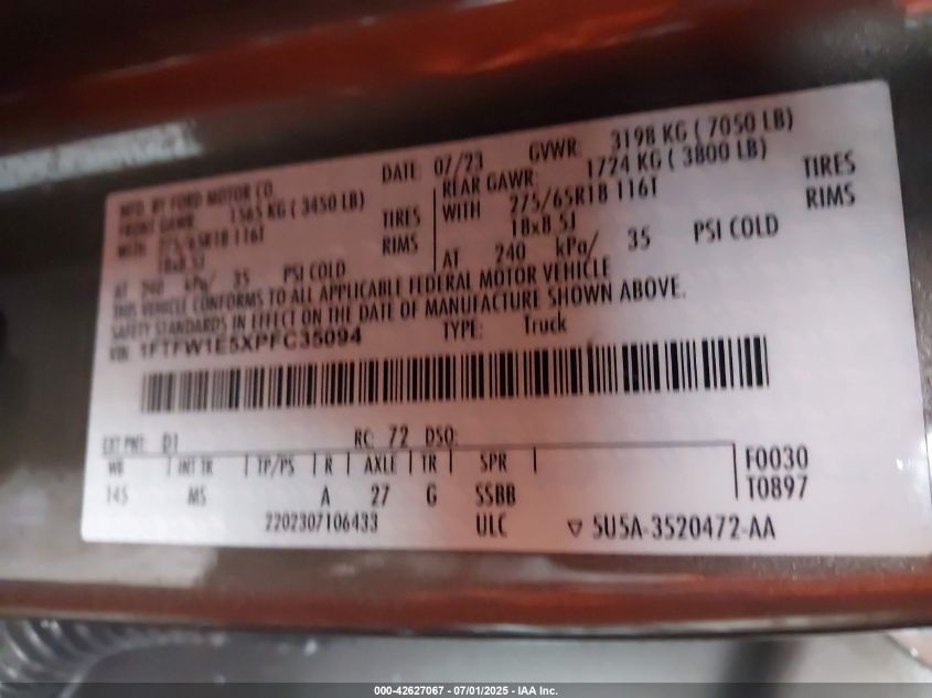 2023 Ford F-150 - 1FTFW1E5XPFC35094