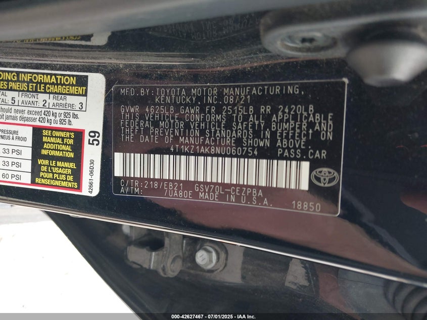 2022 TOYOTA CAMRY TRD - 4T1KZ1AK8NU060754