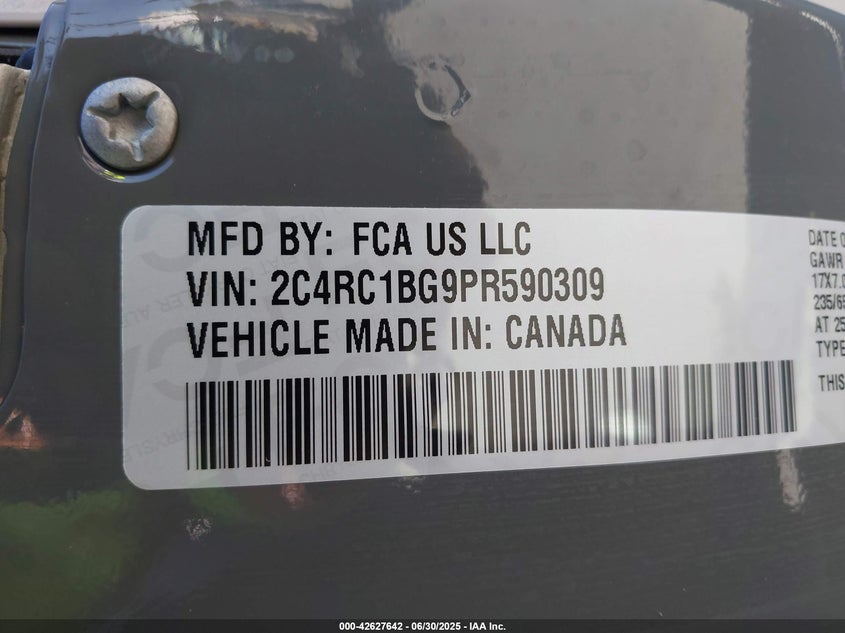 2023 CHRYSLER PACIFICA TOURING L - 2C4RC1BG9PR590309