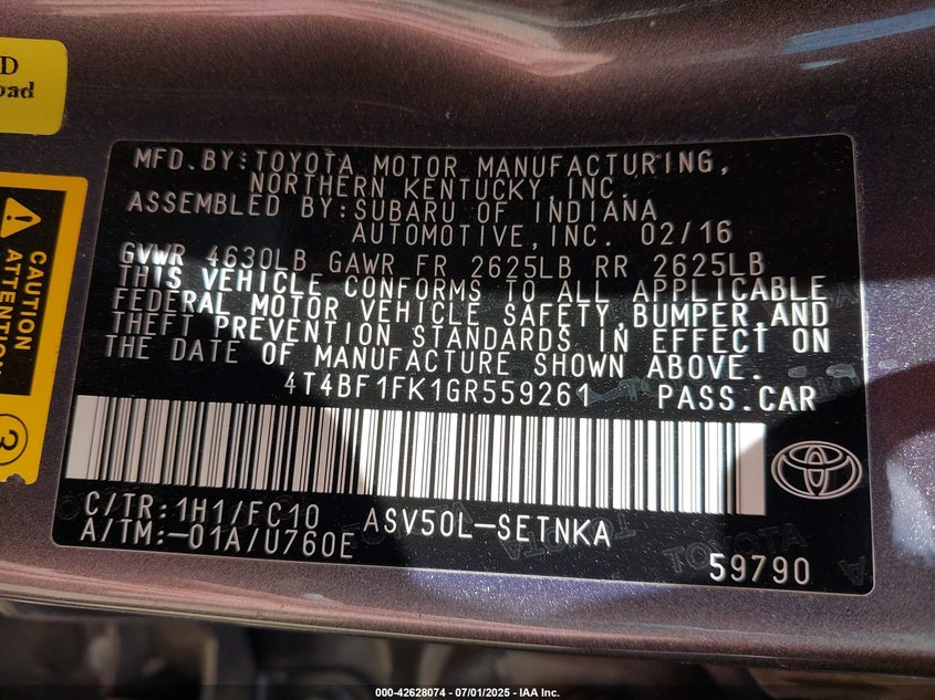 2016 TOYOTA CAMRY LE - 4T4BF1FK1GR559261