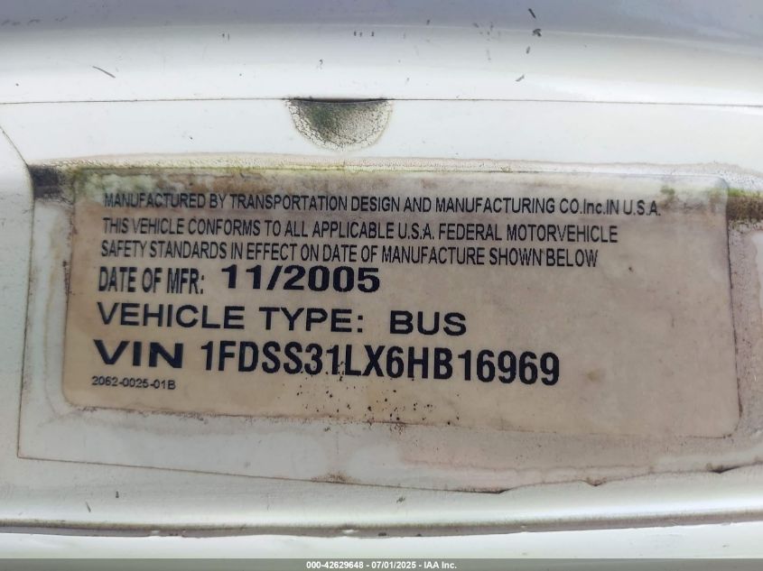 2006 Ford E-350 Super Duty Xlt VIN: 1FDSS31LX6HB16969 Lot: 42629648